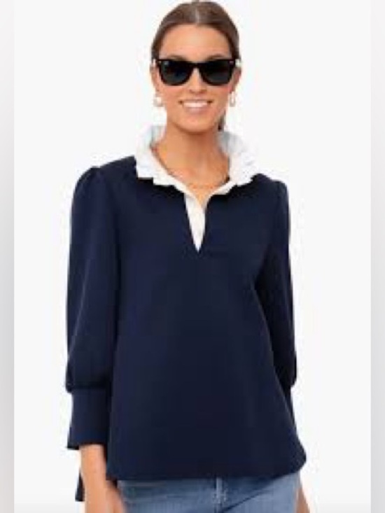 Tuckernuck Tops - Tuckernuck Pomander Place Navy Charlotte Terry Top-Size L